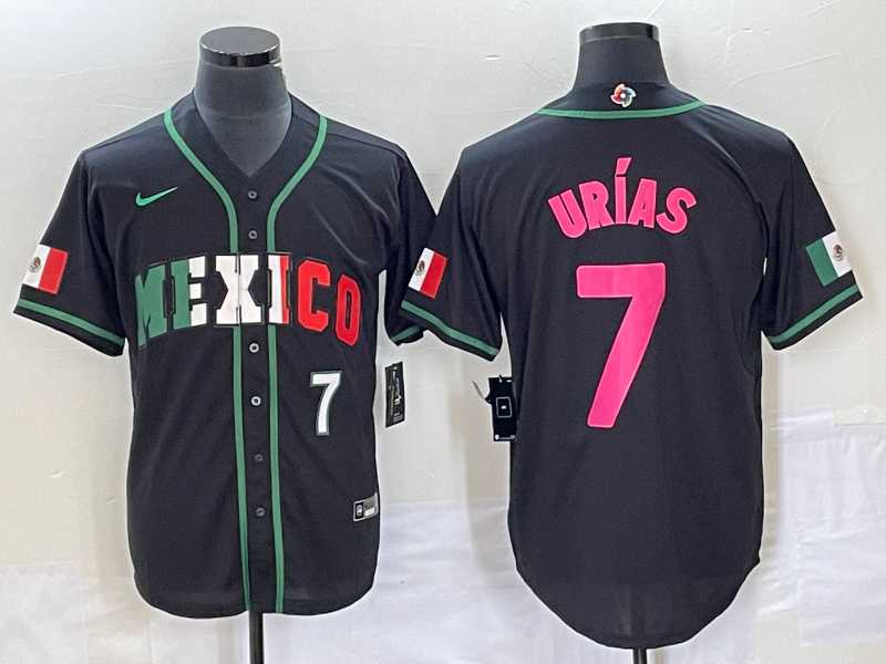 Men%27s Mexico Baseball #7 Julio Urias Number 2023 Black World Baseball Classic Stitched Jersey1
